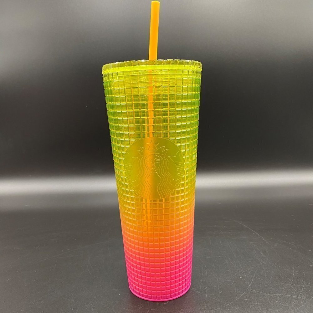 Starbucks Cold Cup Tumbler Venti 24oz Lemon Pink Gradient Summer 2022